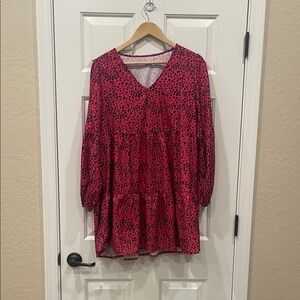 SHEIN Pink and Gray Animal Print Dress